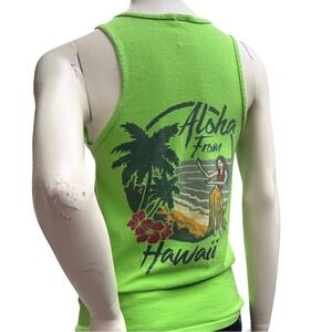 Delta Pro Weight Hawaii Graphic Tank Top Lime Green Adult Small Aloha‎ Hula